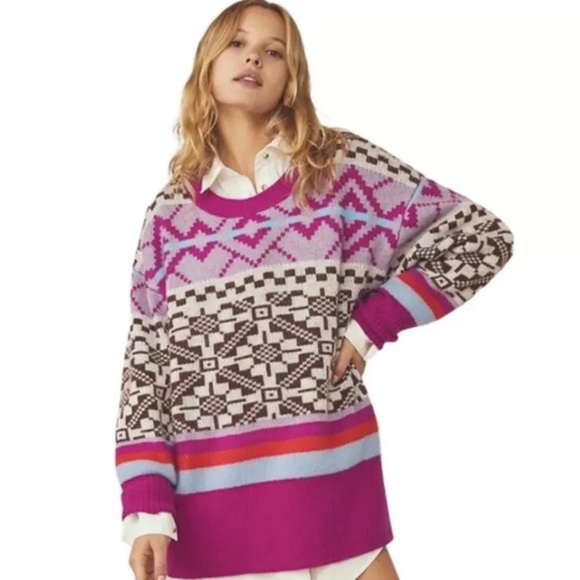 NWOT Free People LET'S DO BRUNCH 100% Cashmere Tunic Sweater Small Z565